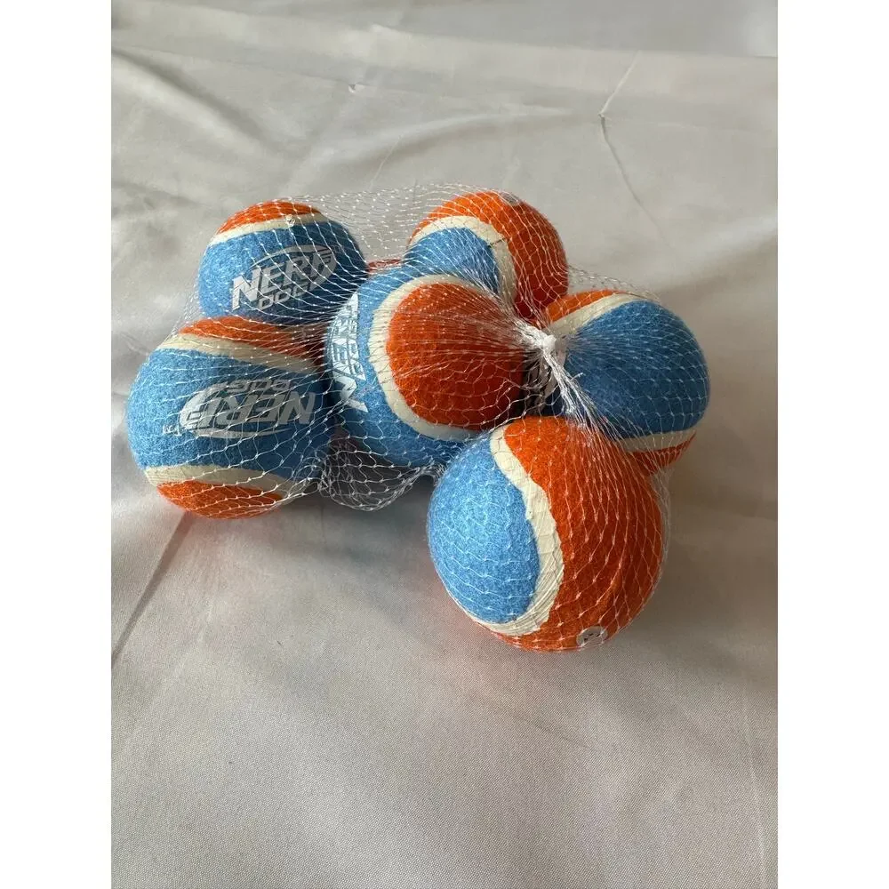 NWT Nerf Dog Squeak Tennis Balls 6-Pack Blue & Orange Fetch Toys